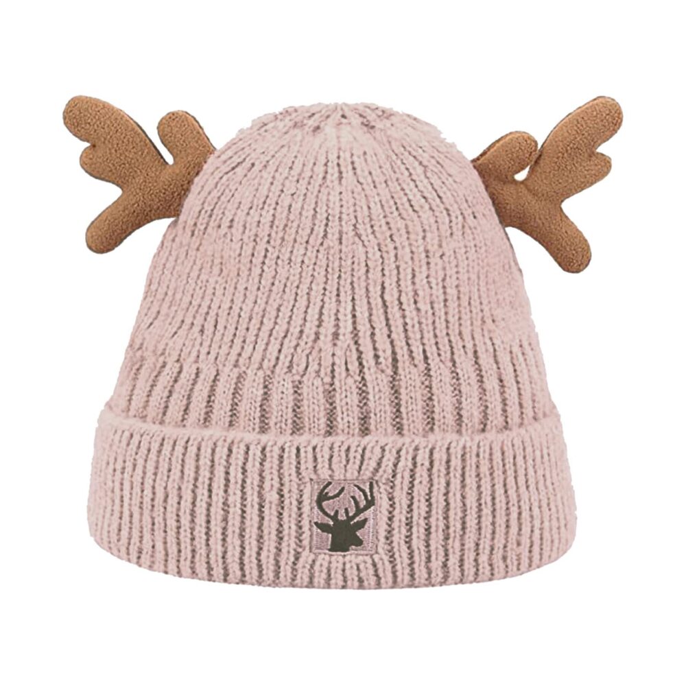 1712 Warm Hat Cute Reindeer Antlers Knitted Winter Hats Crochet Earflap